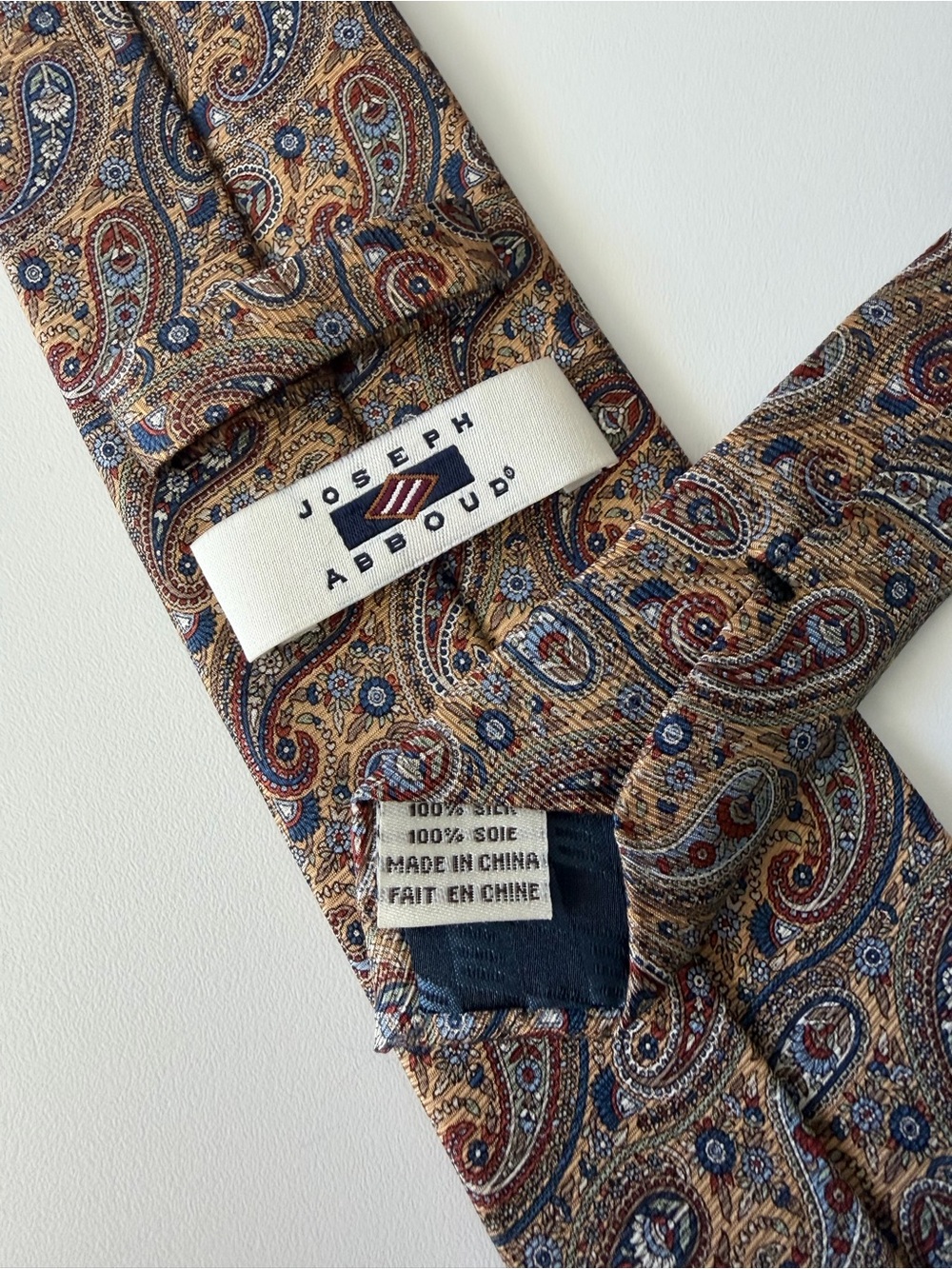 Joseph Abboud	Yellow Navy Red Paisley Printed Skinny	100% Silk Tie Skinny 58.5
